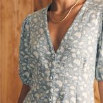 Faherty Havana Floral Linen Blend Maxi Dress in Indigo Echo Floral Size XXS NWT Blue Photo 3