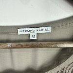 Tempo Paris Blouse M Taupe Lace Overlay Geometric Boho Artsy Mixed Media Top Photo 1