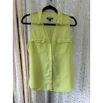Old Navy  Linen Cotton Blend Semi Sheer Lime Green Sleeveless Crinkle Gauze Top L Photo 1