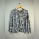 Jane and Delancey Gray Camo Twist Hem L/S Top Size M EUC Photo 2