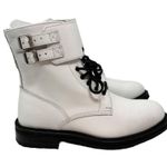 ALLSAINTS  Brigade White Leather Combat Buckle Lace Up Ankle Strap Boot EU 36 Photo 3