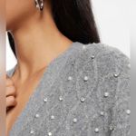EXPRESS  Embellished V-Neck Balloon Sleeve Cardigan in Grey Size XS Photo 1