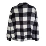 Old Navy Women's Sz L Black White Buffalo Plaid Sherpa Fleece Pullover Sweater Photo 4