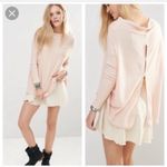 Free People XS Pink Ribbed Lovers Split Back Cowl Neck Top Photo 1