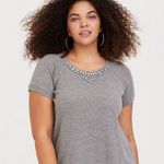 Torrid  Heather Grey Jewel Rhinestone Embellished Crewneck Sweatshirt Size 1X Photo 0
