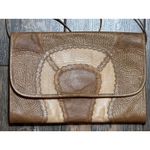 Vintage Carlos Falchi Patchwork SnakeSkin Clutch Gold Tan Crossbody Purse USA Photo 1