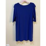 Clara Sun Woo Sheath Dress Royal Blue Jersey Stretch Open Sleeve Size Large Slit Photo 1