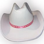 NWT White Cowboy Hat with Pink Star Trim Western Festival Hat Photo 0