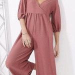 ASOS  Women's Textured Smock Jumpsuit Pink Mauve Size 4 Short Sleeve Photo 0