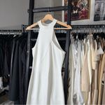 Marcella NYC Small White Knit Halter High Neck Sleeveless Maxi Slit Dress Photo 4