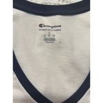 Champion WOMEN'S SIZE LARGE WHITE BLUE LOGO HERITAGE RINGER V-NECK TANK TOP Photo 3