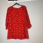 Free People  Babydoll Mini Dress Red Floral Long Sleeve Lined Size 4 Photo 3