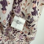 MELLODAY  size 2X short sleeve blouse floral print smocked upper‎ cream purple Photo 4