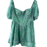 Bardot  Kiah Puff Sleeve Green Floral Corset Mini Dress Size 12 Photo 9