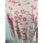 Loft Floral Cherry Blossom Embroidered Pink Cream Women’s Crewneck Sweater Small Photo 3