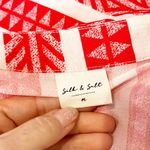 Silk & Salt V Neck Aztec Long Sleeve Midi Dress Red White Medium Photo 2