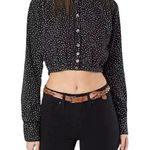 Amuse Society NWT Black Dots Isn’t She Charming Cropped Blouse Size Large NEW Photo 0
