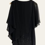 XScape  Black Beaded Chiffon Cape Evening Sheath Dress Size 4 Photo 8
