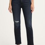 Anthropologie  X Pilcro Distressed Dark Wash Stretchy Straight Leg Jeans Size 25 Photo 0