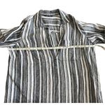 Ellen Tracy Long sleeve denim blue & white collar blouse 1X 100% linen c… Photo 5