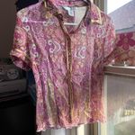 WD•NY Vintage silk WDNY Paisley print pink button shirt Photo 5