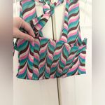 ZARA Satin Effect Crop Top Halter Top with Bold Unique Retro 70's 60's Print M Photo 4