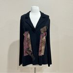 Picadilly Fashions Floral Patchwork Black Blazer Cardigan Size Medium Photo 2