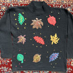 Vintage 1980's Victoria Harbour Fall Leaves Sweater Large Black Photo 0