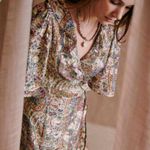 Sézane Paula Metallic Shimmer Silk Midi Dress Paisley Size US 2 Photo 4