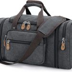 Canvas Duffle Bag for Travel 50L Expandable Duffel Weekend Overnight Bag men (Dark Gray) Photo 0