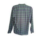 J.Crew Top Navy Green Plaid Size M Pleated Front Button Down Long Sleeve Blouse Photo 2
