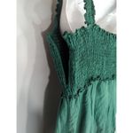 ZARA  Kelly Green Smocked Linen Blend Maxi Dress‎ Women's Small Cottage Prairie Photo 5