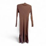 Magaschoni Brown Ribbed Knit Midi Dress (Size L) Photo 1