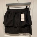 ZARA layered mini peplum jacquard skirt black medium NWT Photo 9