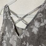 Entro  Floral Sleeveless Tiered Peplum Tank Top Gray Small Layered Criss-Cross Photo 10