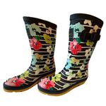 Joules Rain Boots Mid Calf Molly Welly Stripe Floral Size US: 8 UK: 6 Blue Photo 0