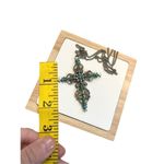 Roma Signed  Cross Pendant Necklace Petit Point Faux Turquoise Christian Vintage Photo 5