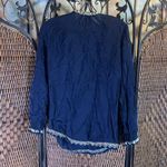 Johnny Was  Navy Blue Embroidered Top Size S Photo 5