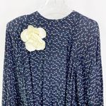 Nicole Miller Navy Blue Polka Dot Maxi Dress with Removeable Flower Photo 7