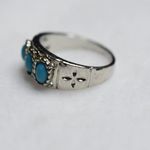 Source Unknown Southwestern Chic Faux Turquoise Silver Tone Size 7 Casual Unisex Ring Photo 2
