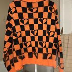 Romwe Checkered Hearts Orange and Black Women's Cardigan , Small Photo 4