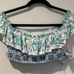 Bleu Rod Beattie NEW Swim Top Womens 8 Ruffle Shoulder/Strapless/Halter Floral Photo 0