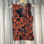 Devlin  Orange Floral Surplice Front Cut Out Back Sleeveless Top Size XS Photo 1
