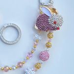 Handmade 🐰Luxury Bag/Phone Chain Charm/Keychain Sparkly Bling Beads Rhinestone Pink Bunny Photo 4