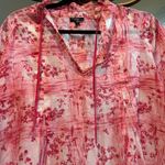 Talbots  Floral Print Blouse Ruffle‎ Neck Short Sleeve Top Pink Size S Photo 1