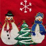 Christmas Snowman Snowflake Red Embroidered Sweater Vest 90's Style Size Large Pink Photo 6