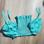 None Smocked Puff Sleeve Crop Top – Size M Photo 2