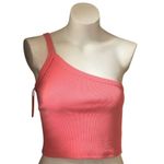 Nectar Clothing Women's One Shoulder Pink Rib-Knit Crop Tank Top Size M Photo 3