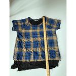cha cha vente Cha Cha‎ Vente Plaid Tunic Top Layering Piece Blue Tan Short Sleeve PM Photo 3