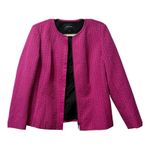 Lafayette 148 Pink Zipper Front Blazer Textured Pink with Leather Trim SZ 10 Photo 2